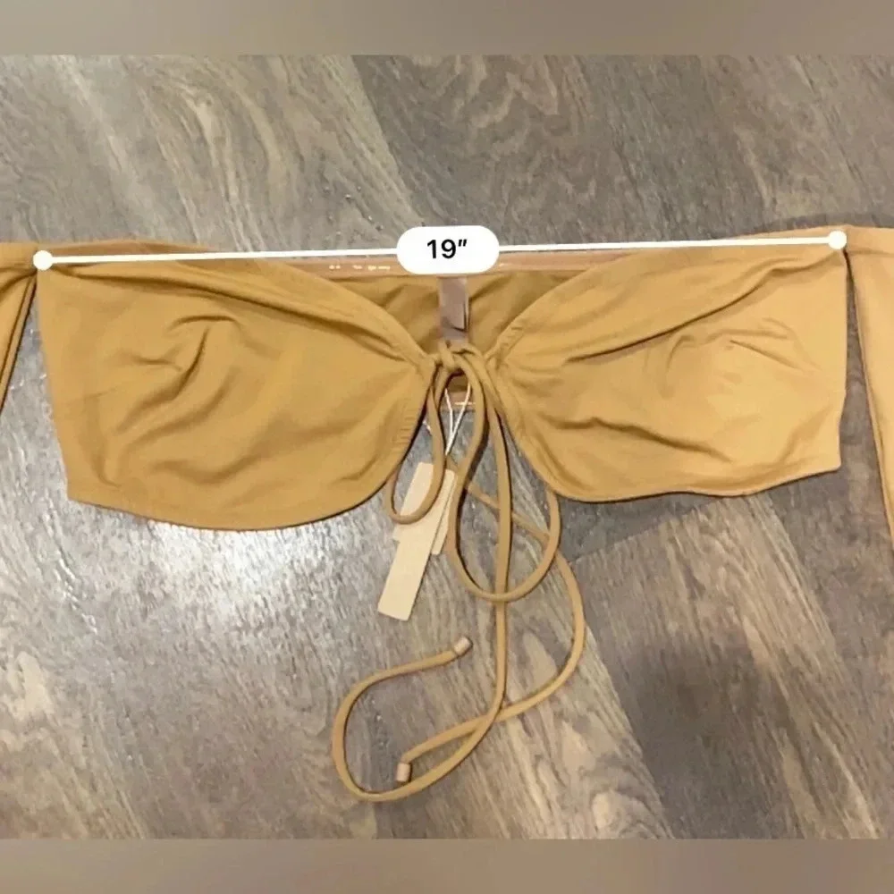 SKIMS Signature Swim Long Sleeve Bikini Top ALMOND size 3X new with tags